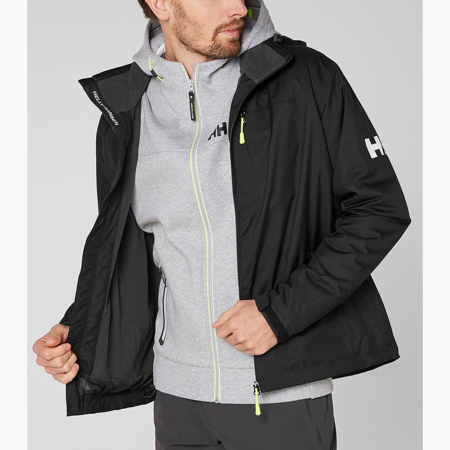 Helly Hansen Crew Hooded Midlayer seglarjacka Svart