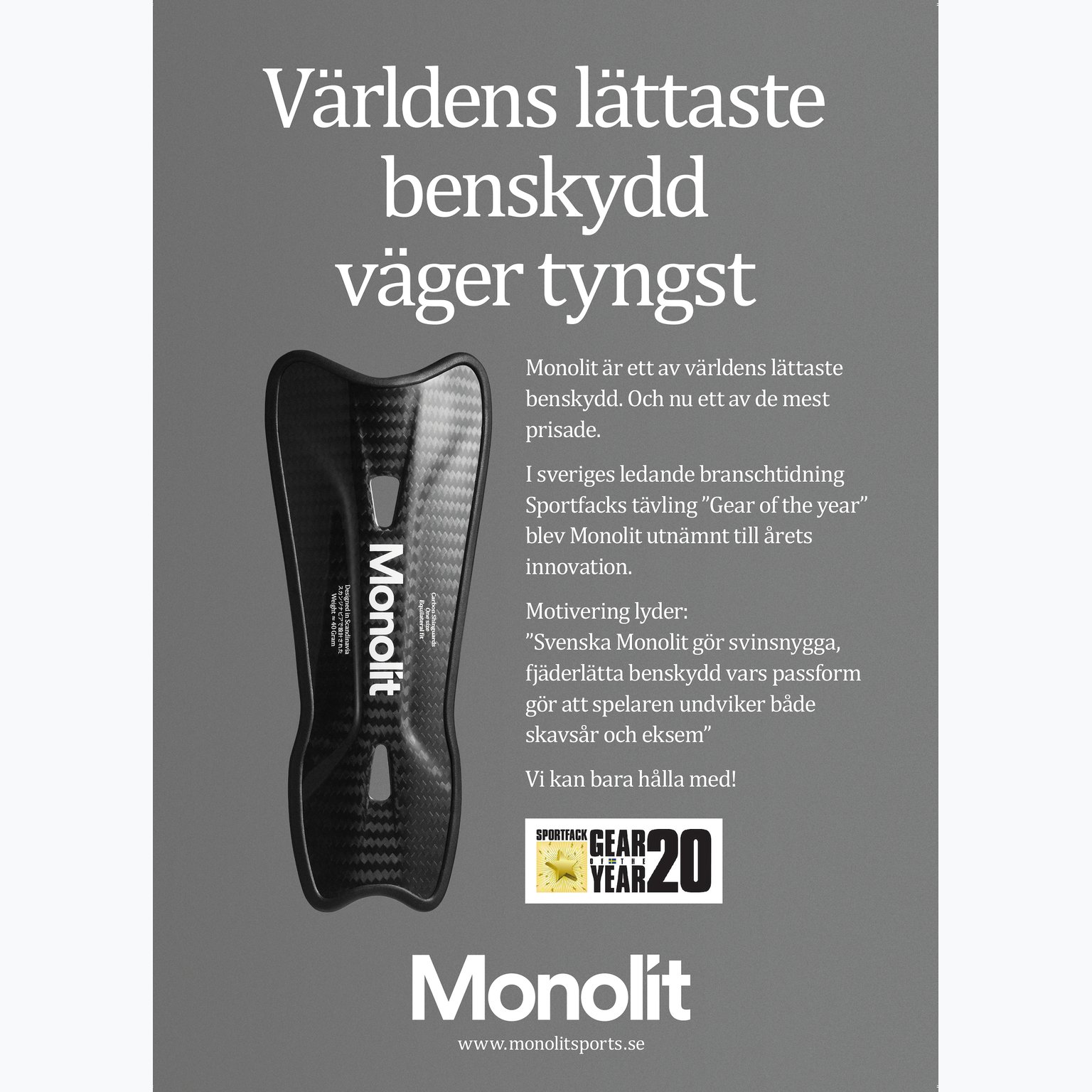 Monolit Monolit Carbon 19 benskydd Svart