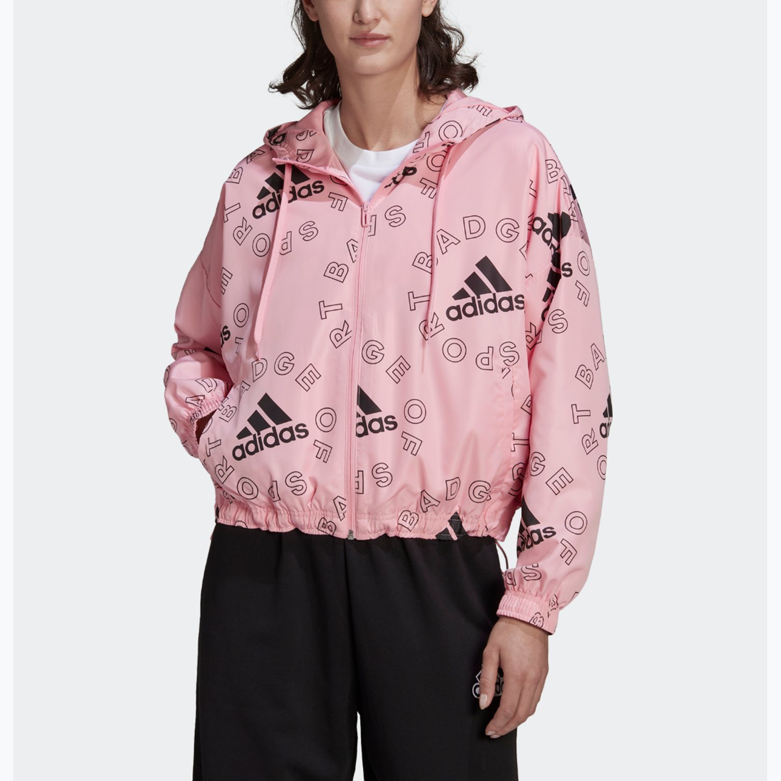 adidas Essentials Logo Allover Print vindjacka Rosa