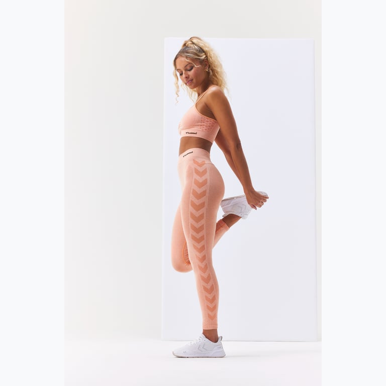 Hummel CL Seamless Mid Waist träningstights Rosa