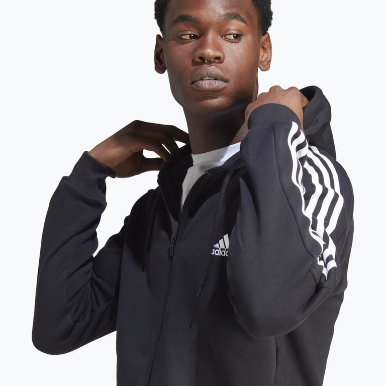 adidas Essentials Fleece 3-Stripes Full-Zip M huvtröja Svart