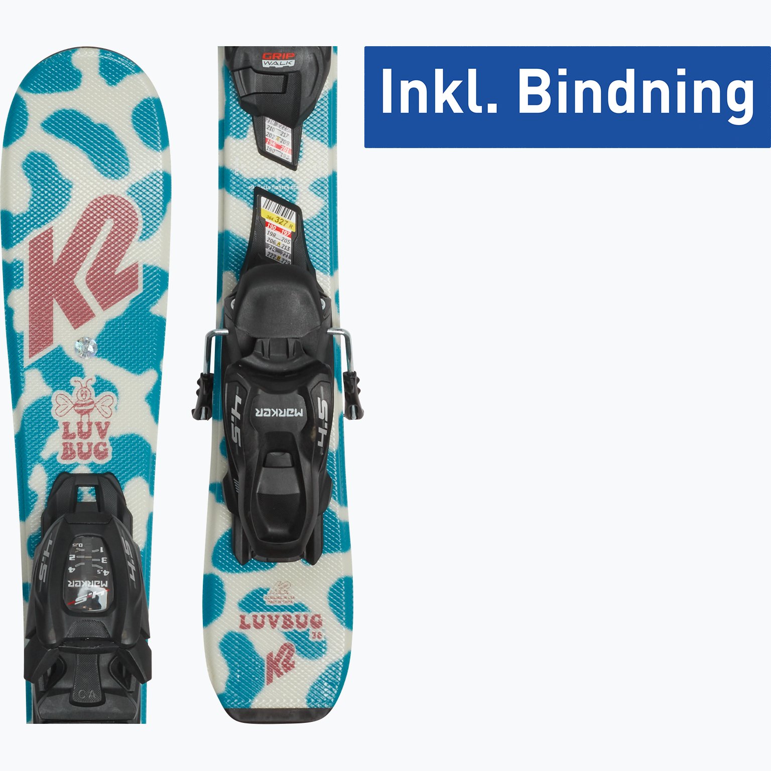 K2 Sports Luv Bug JR + FDT 4.5 alpinskidor Blå