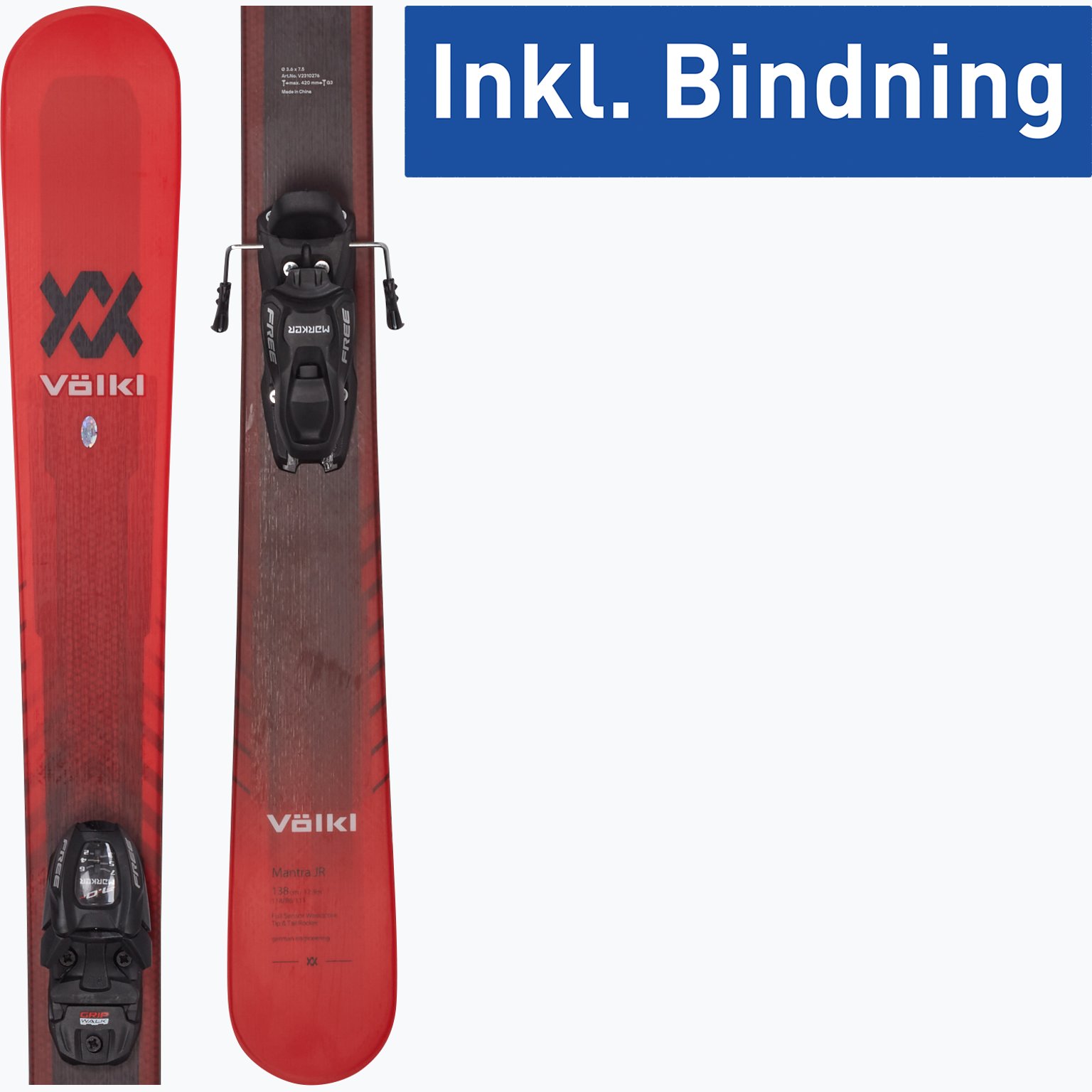 Völkl Mantra JR + Free 7 GW alpinskidor Röd