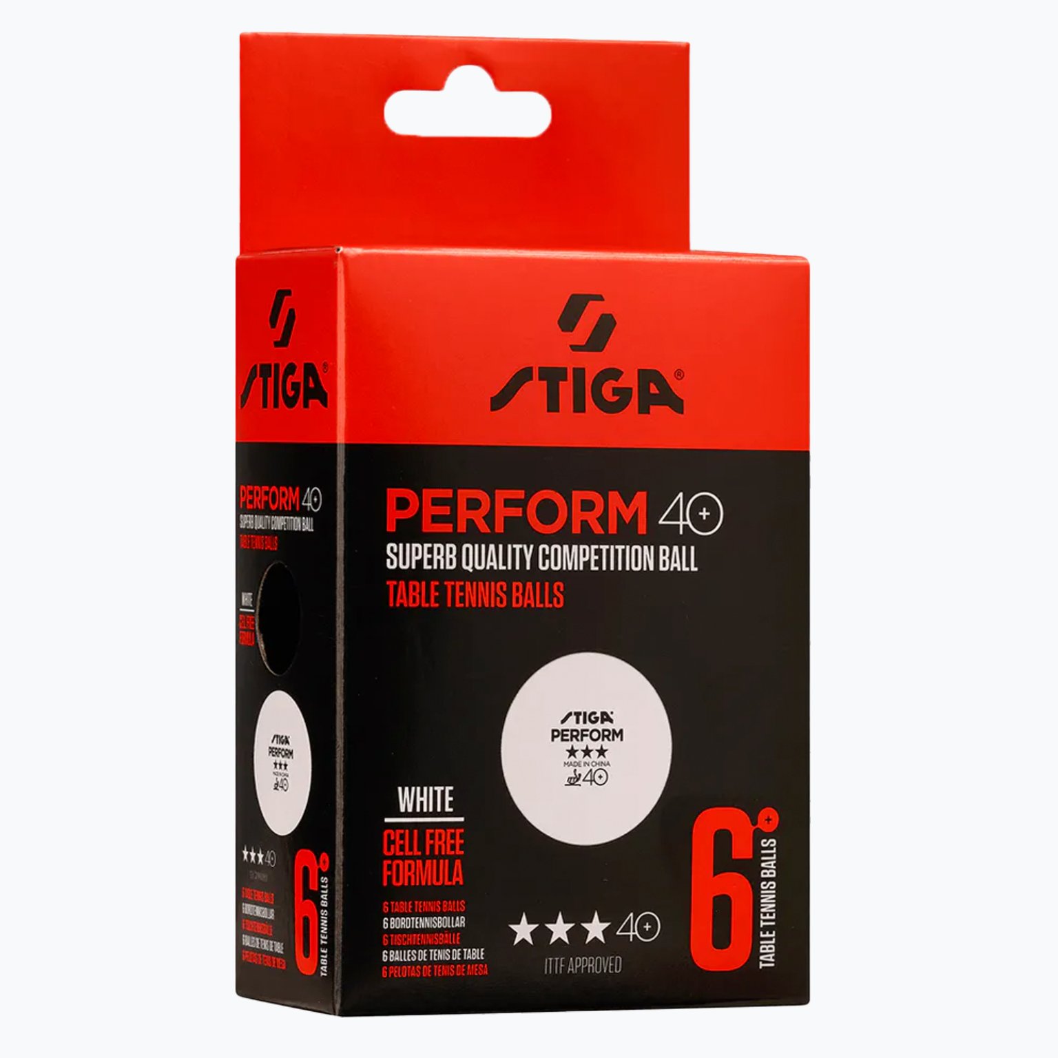 Stiga Perform 3-star 6-pack pingisbollar Vit