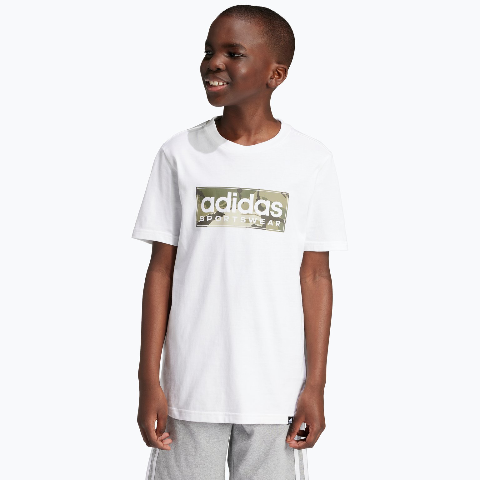 adidas Camo Linear JR t-shirt Vit