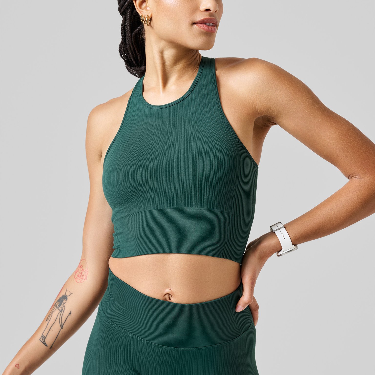 Casall Multi Rib Crop sporttopp Grön