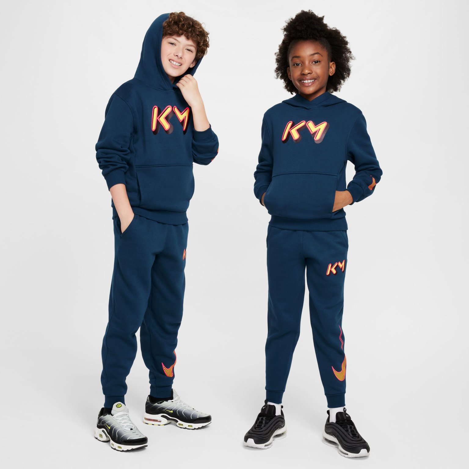 Nike Kylian Mbappé Fleece Club JR huvtröja Blå