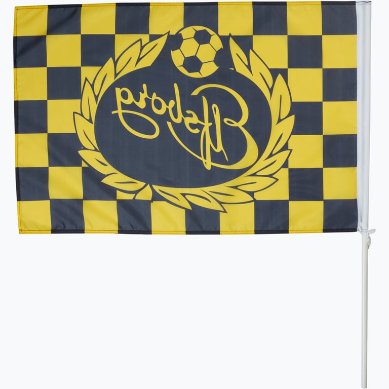 IF ELFSBORG Stor flagga rutig med pinne Gul