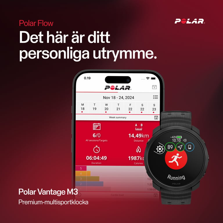 Polar Vantage M3 träningsklocka Svart