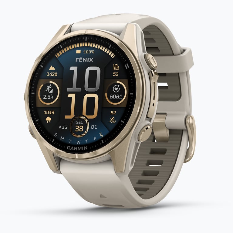 Garmin Fenix 8 43 mm AMOLED träningsklocka Guld