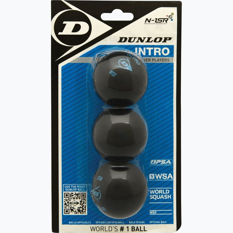 Dunlop Intro 3 ball Blister Squashbollar Svart