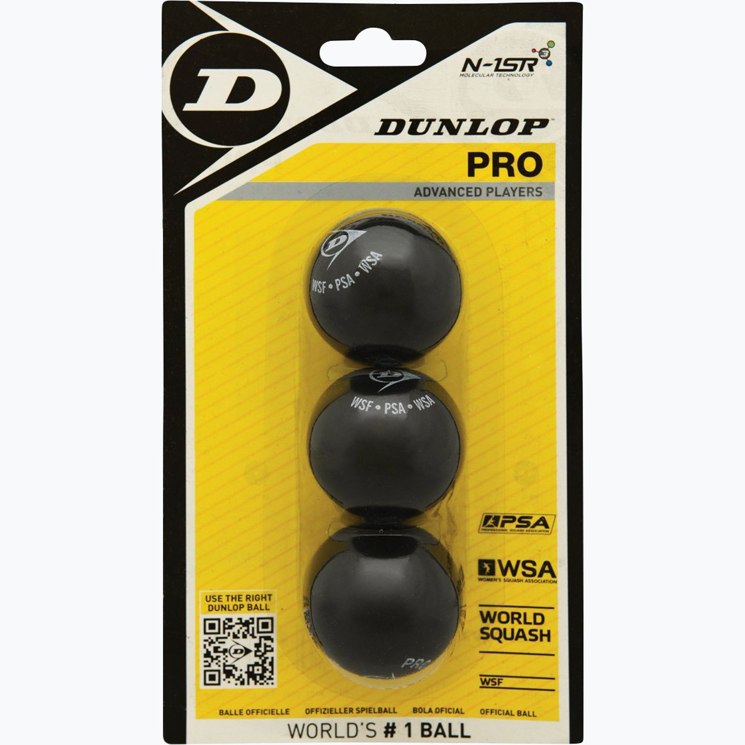 Dunlop Pro 3 ball blister Squashbollar Svart