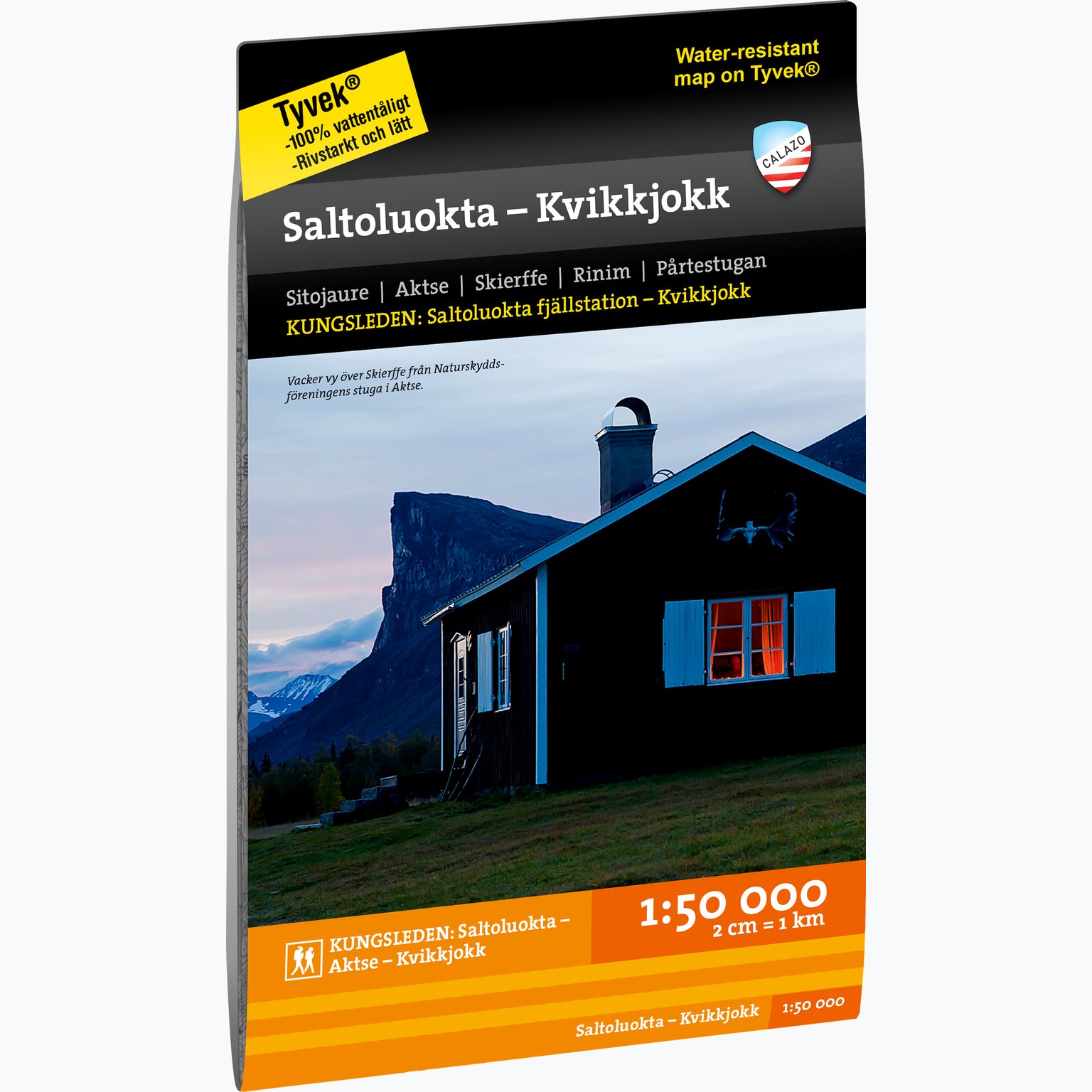 Calazo Saltoluokta – Kvikkjokk 1:50 000 karta Flerfärgad