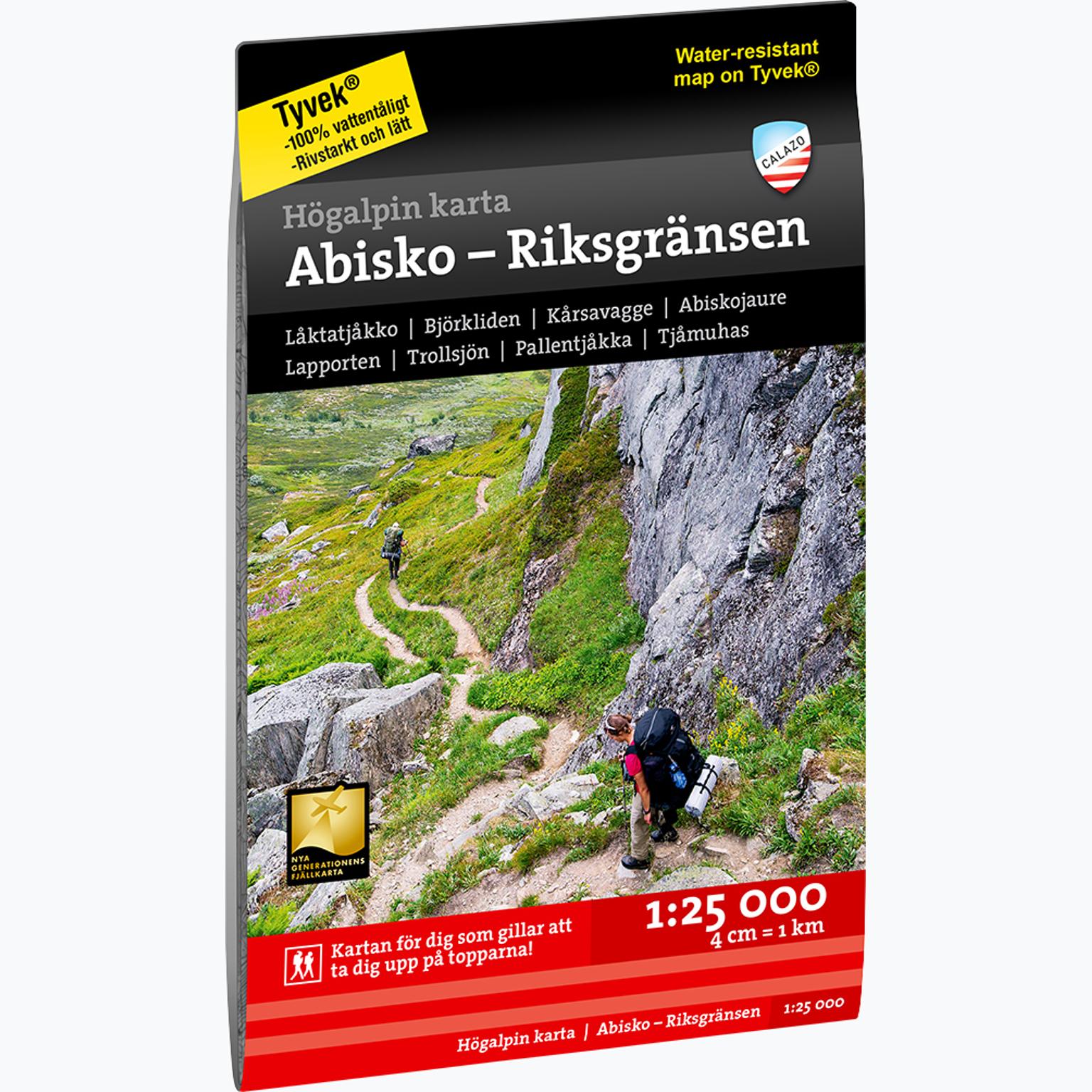 Calazo Högalpin karta –Abisko, Björkliden – Riksgränsen 1:25.000  Flerfärgad