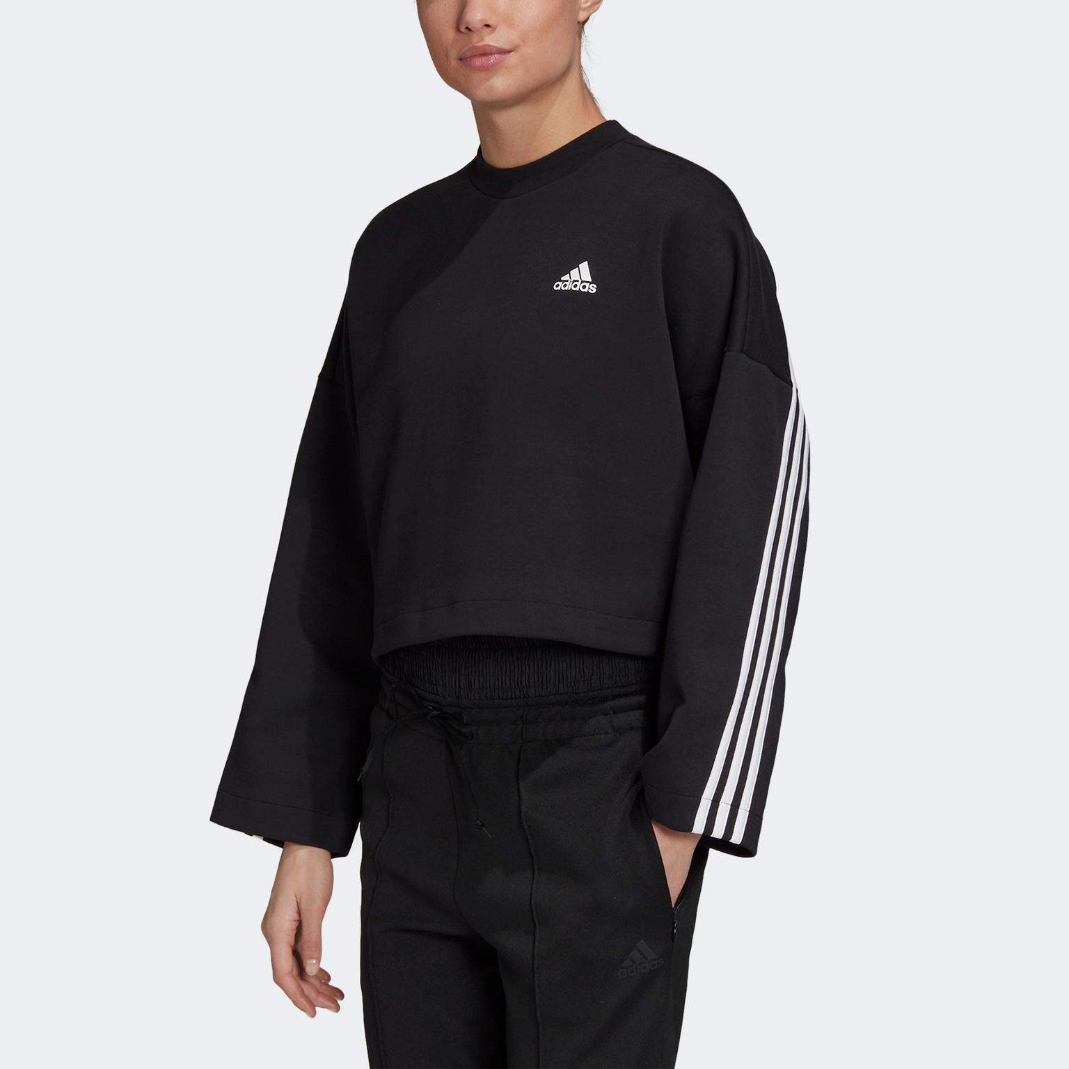 adidas W 3S Doubleknit collegetröja Svart