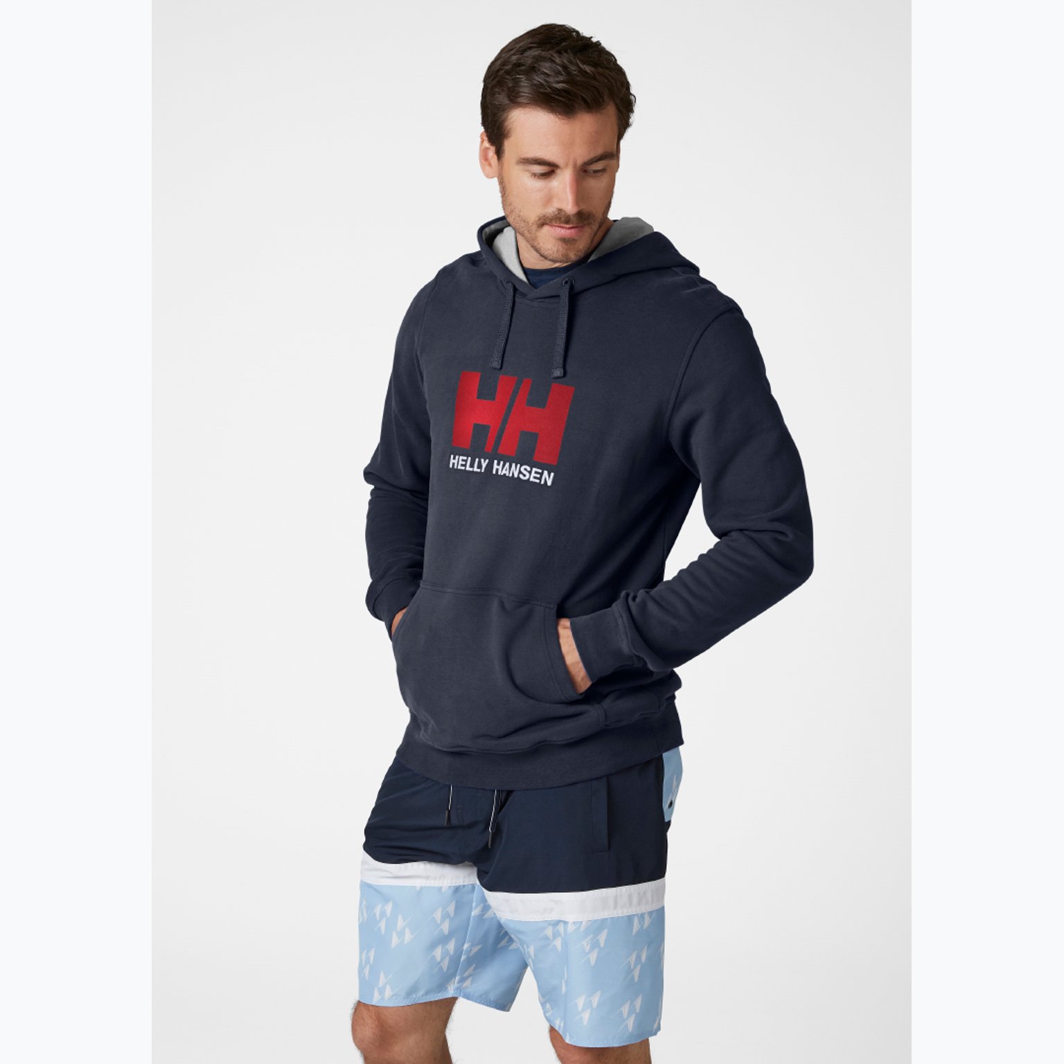 Helly Hansen Logo Hoodie collegetröja Blå