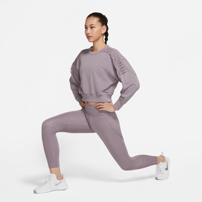 Nike W Therma Cropped Fleece collegetröja Lila