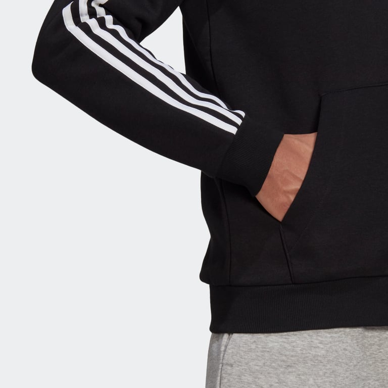 adidas Essentials Fleece 3-Stripes Full-Zip huvtröja  Svart