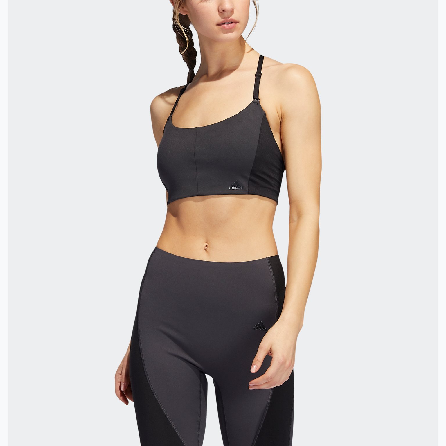 adidas Yoga Studio Light-Support 3-Stripes sport-BH Grå