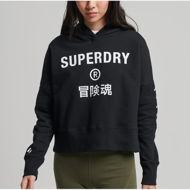 Superdry Code Core Crop Box huvtröja Svart