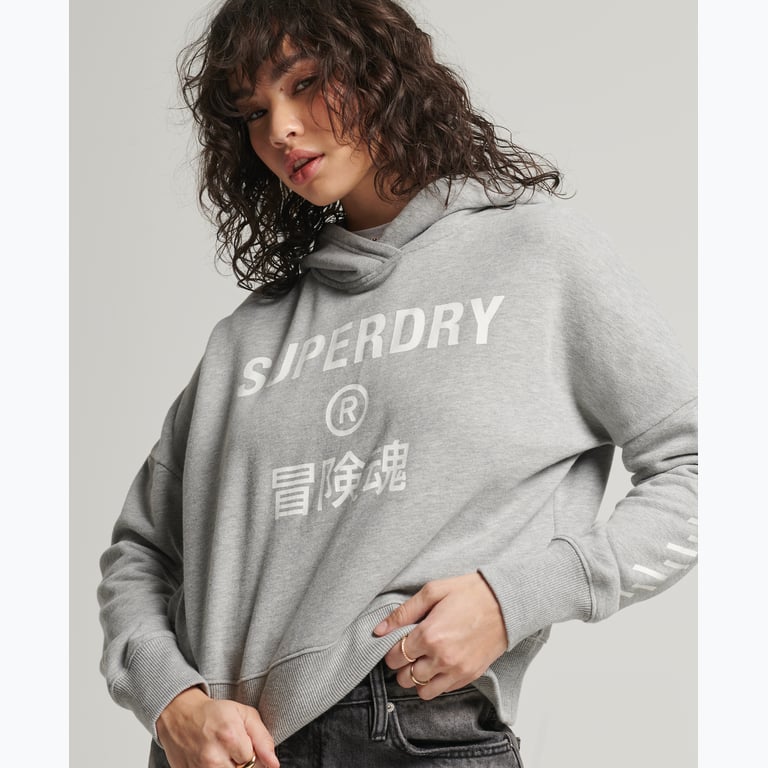 Superdry Code Core Crop Box huvtröja Grå