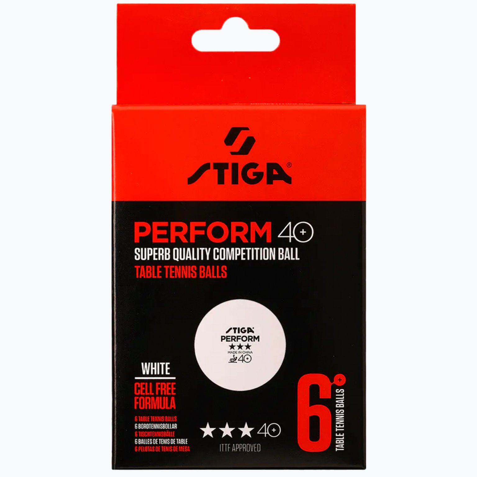 Stiga Perform 3-star 6-pack pingisbollar Vit