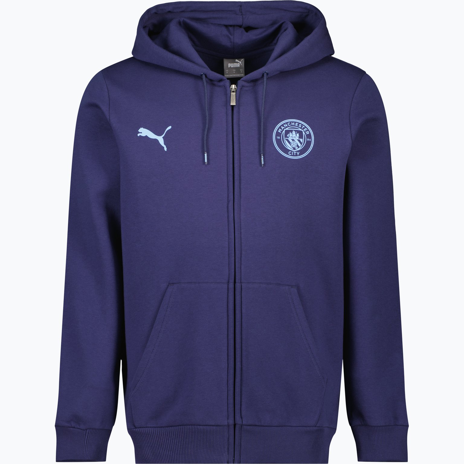 Puma Manchester City Essential Fleece huvtröja Blå