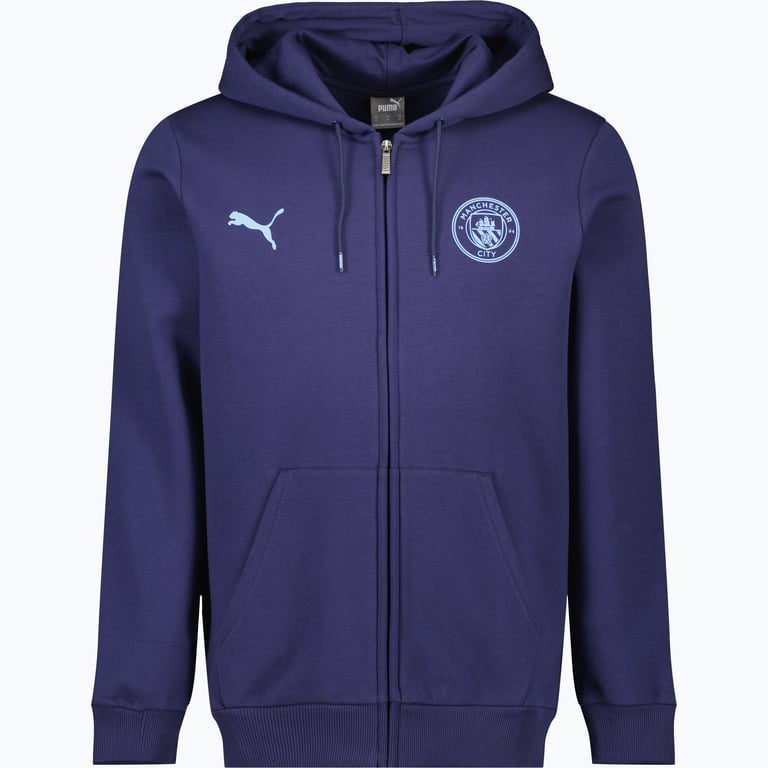 Puma Manchester City Essential Fleece huvtröja Blå