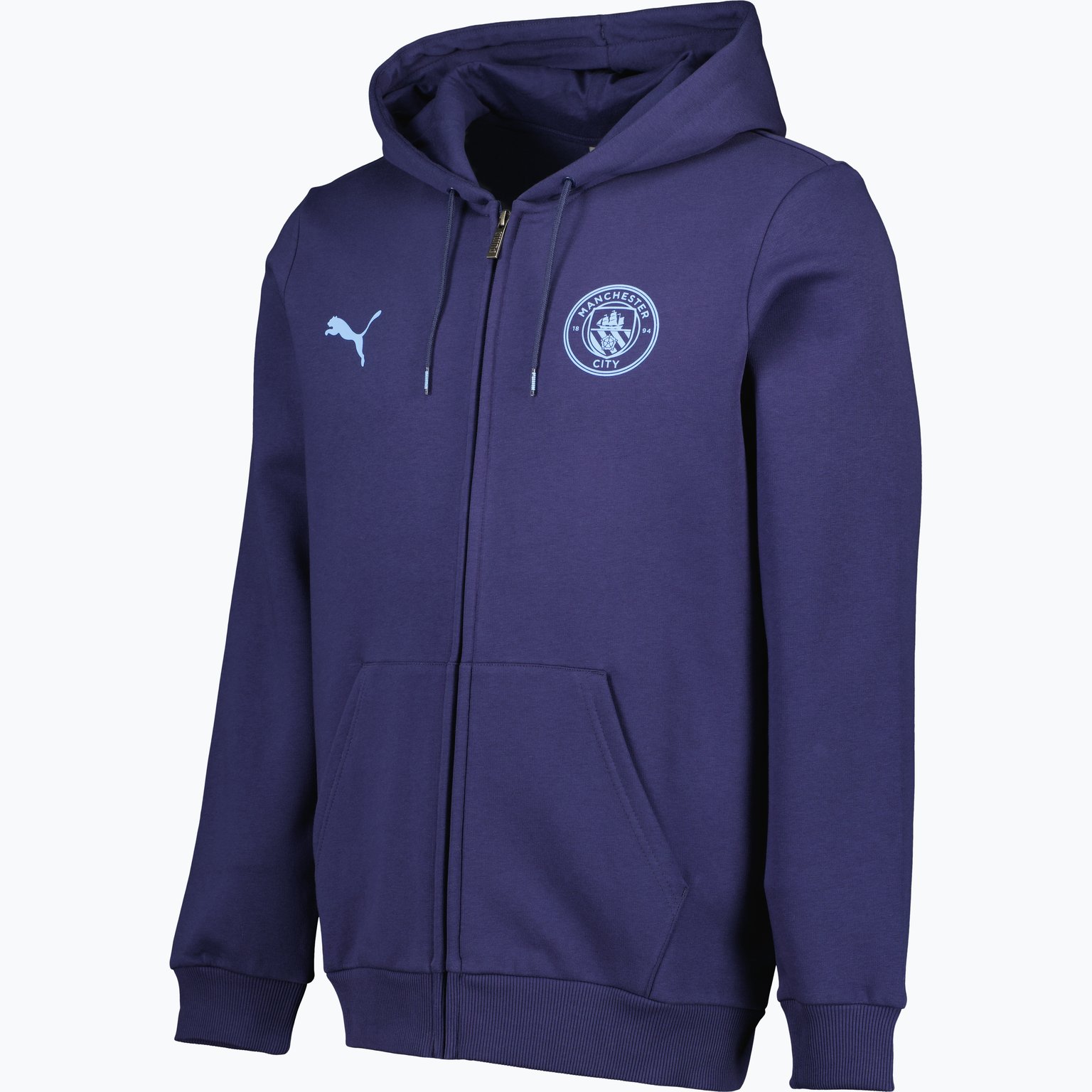 Puma Manchester City Essential Fleece huvtröja Blå