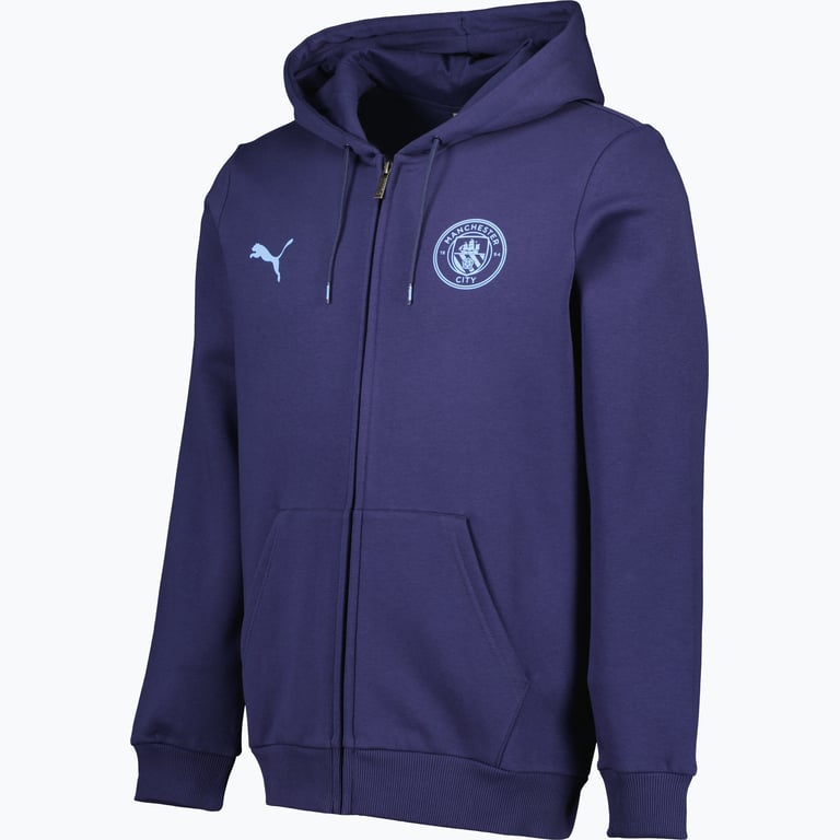 Puma Manchester City Essential Fleece huvtröja Blå