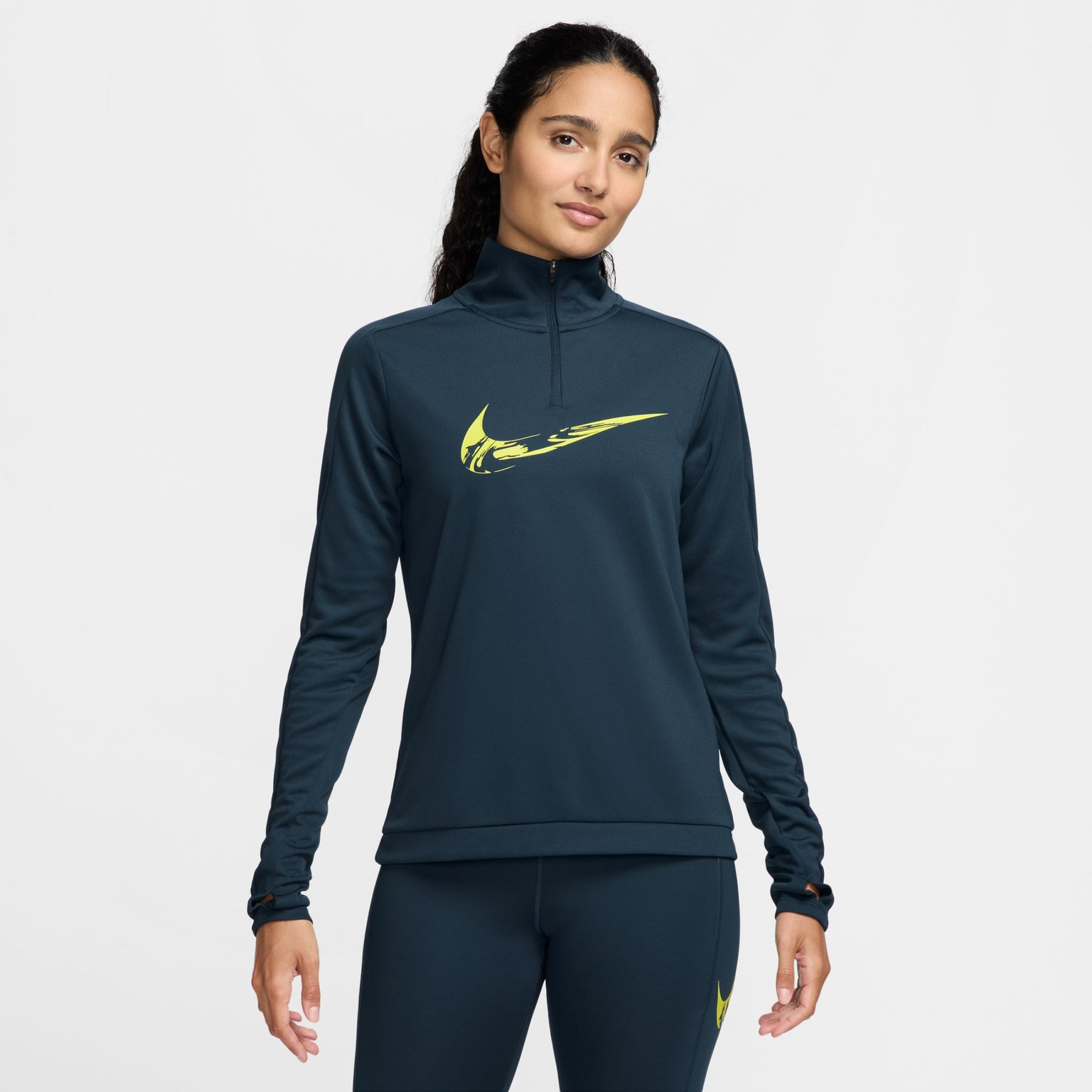 Nike Dri-FIT Swoosh 1/4 Zip W löpartröja Blå