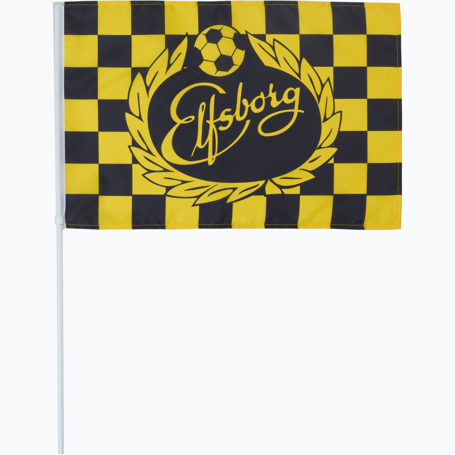 IF ELFSBORG Flagga rutig med pinne Gul