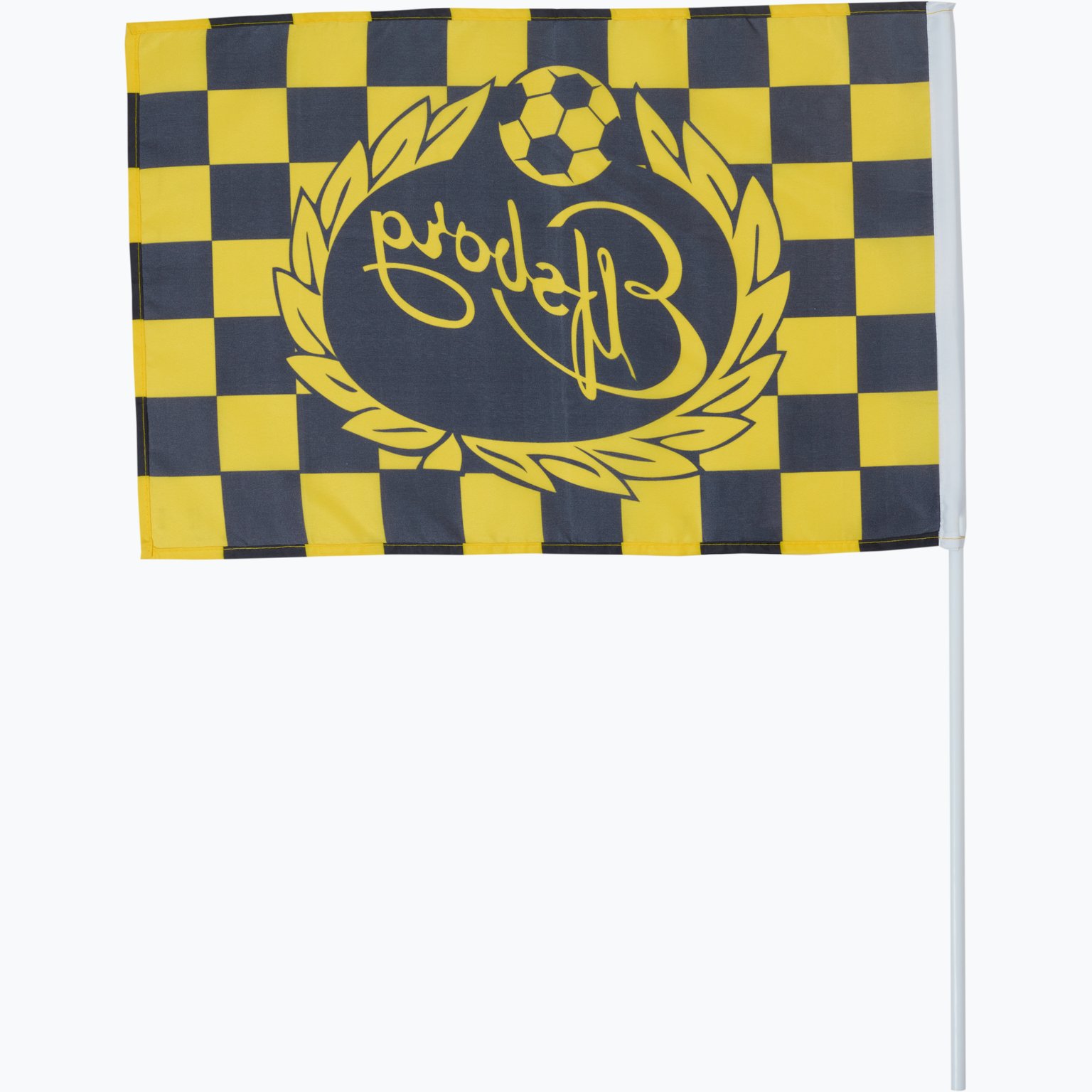 IF ELFSBORG Flagga rutig med pinne Gul