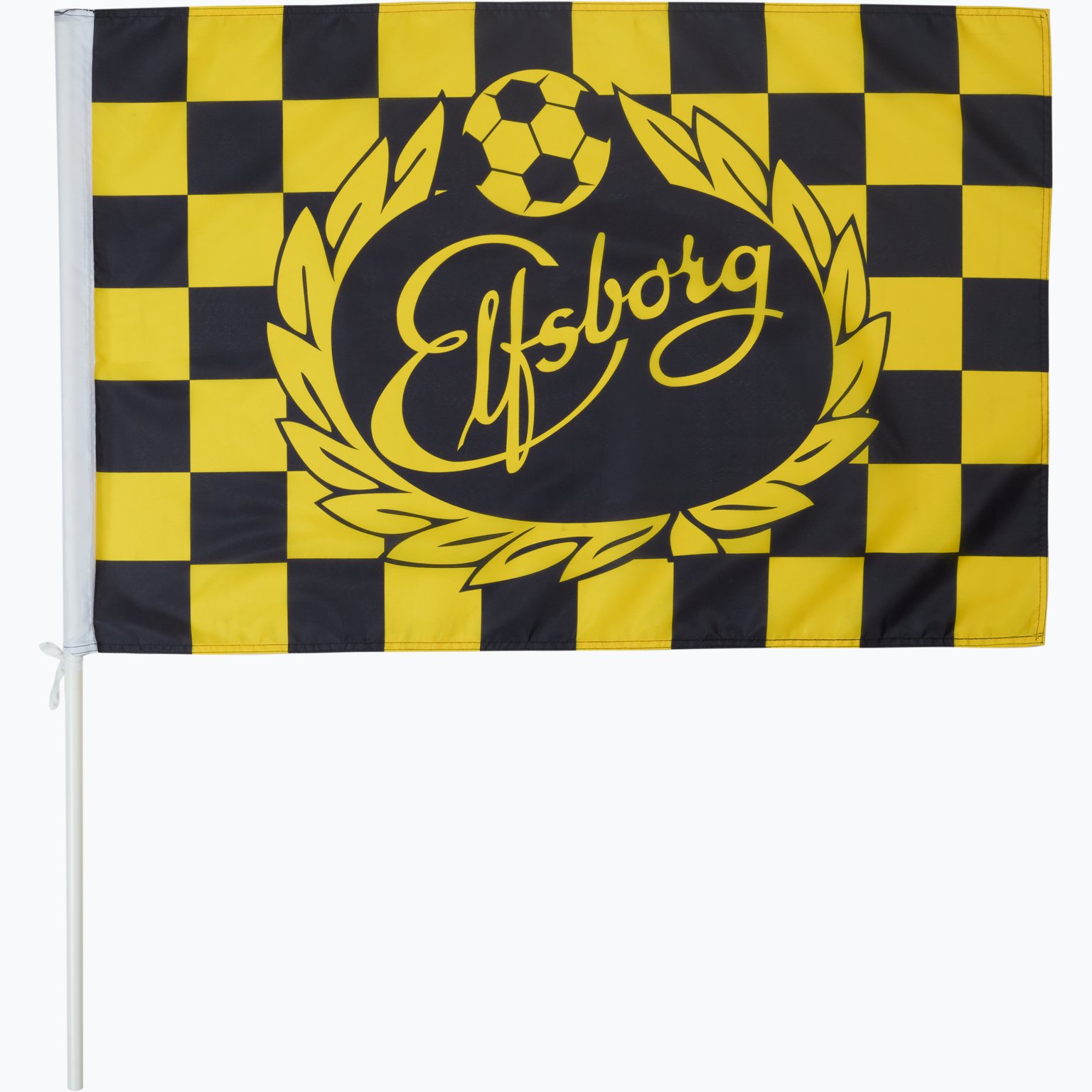 IF ELFSBORG Stor flagga rutig med pinne Gul