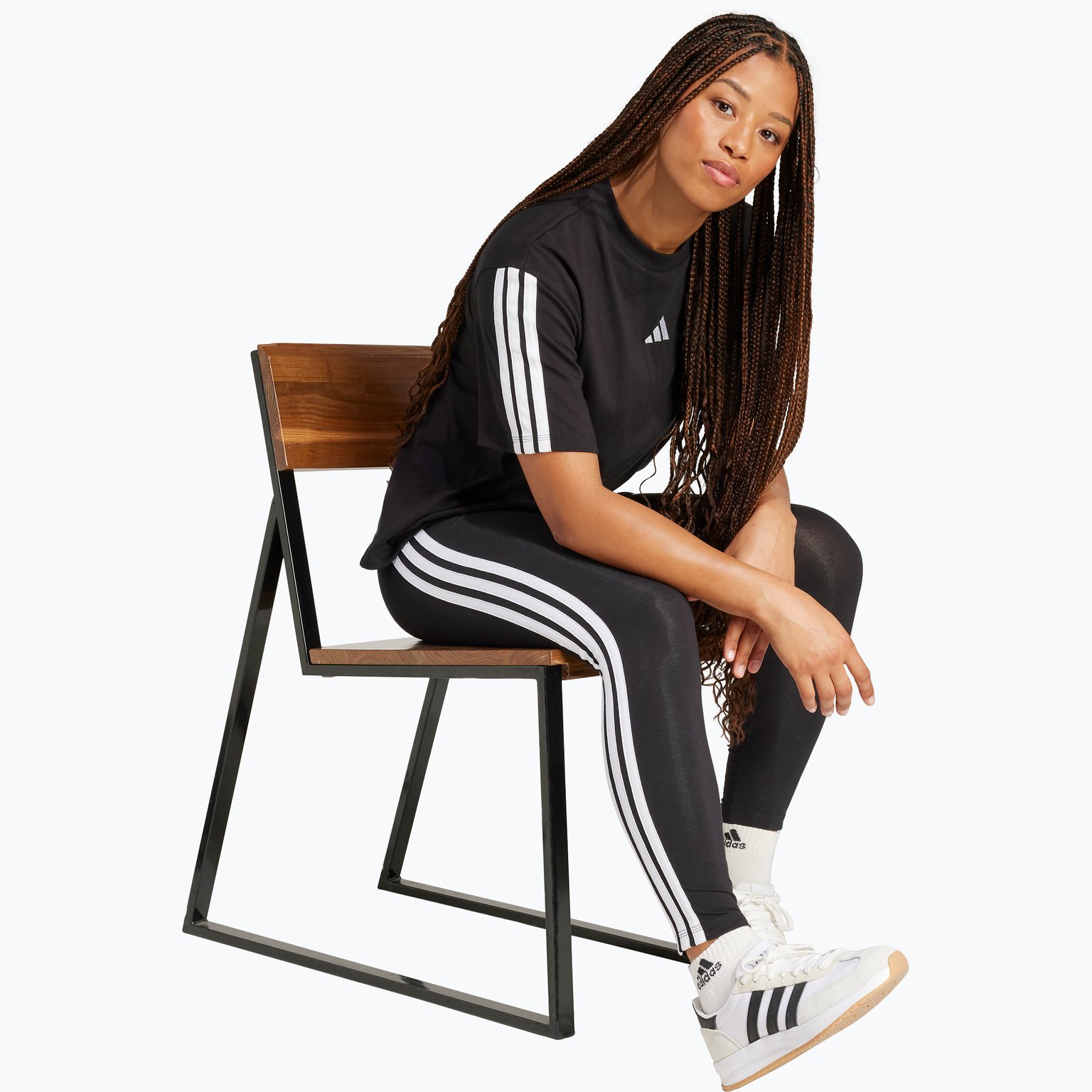 adidas Essentials 3-stripes Cotton W leggings Svart