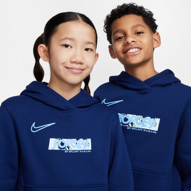 Nike Club Fleece Erling Haaland JR huvtröja Blå