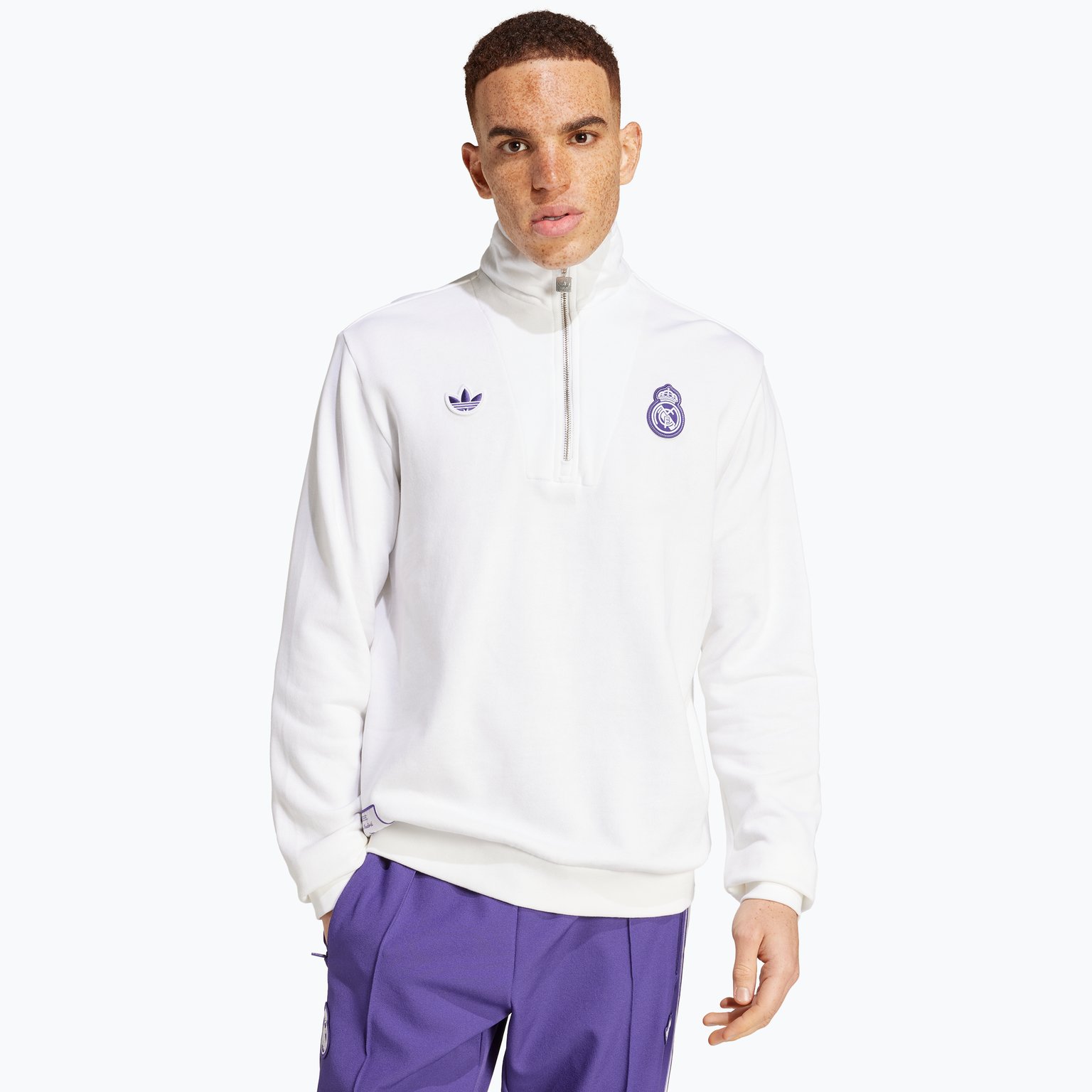 adidas Originals Real Madrid Icon Half Zip M tröja Vit