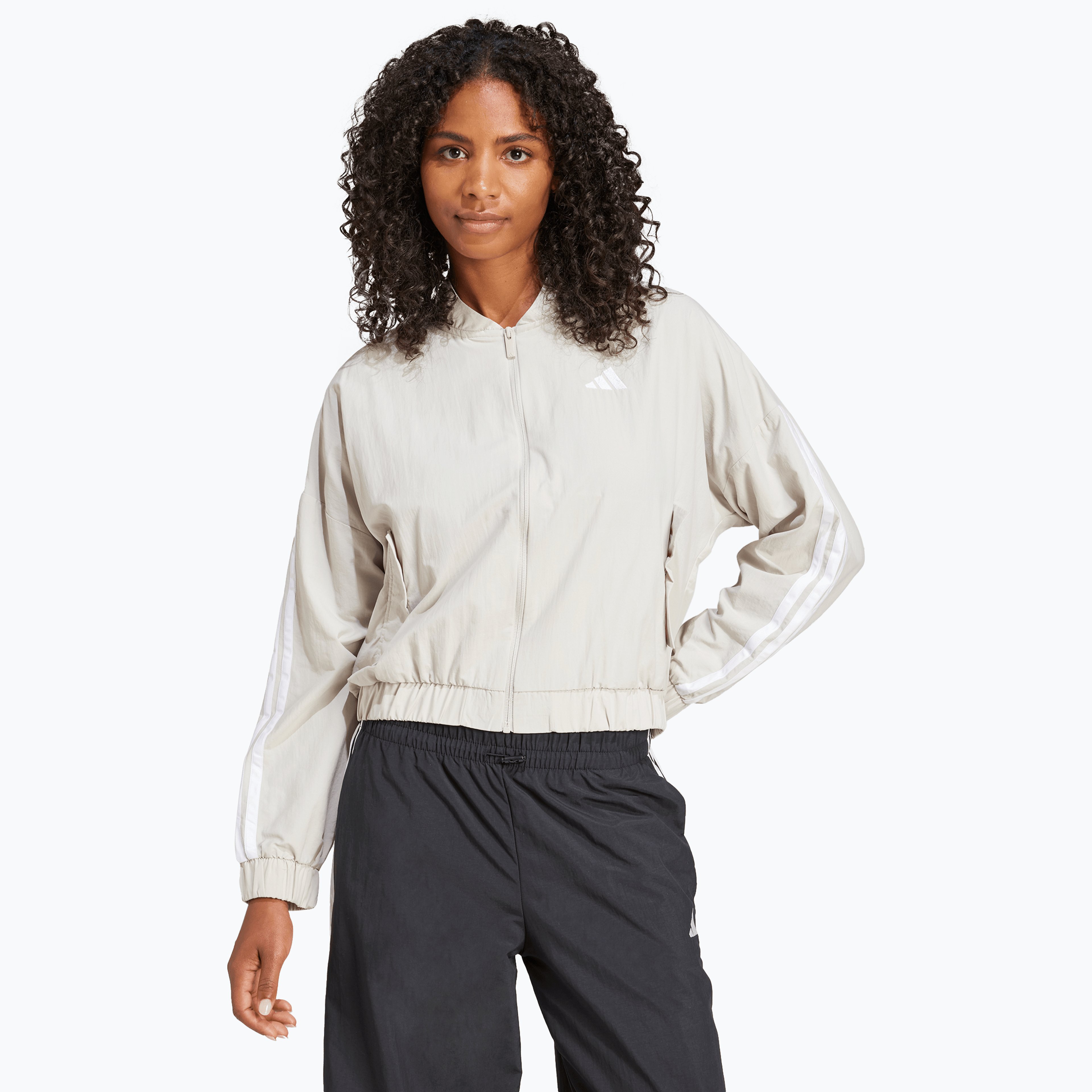 adidas Essentials 3-Stripes Lifestyle Woven Bomber W tröja Beige