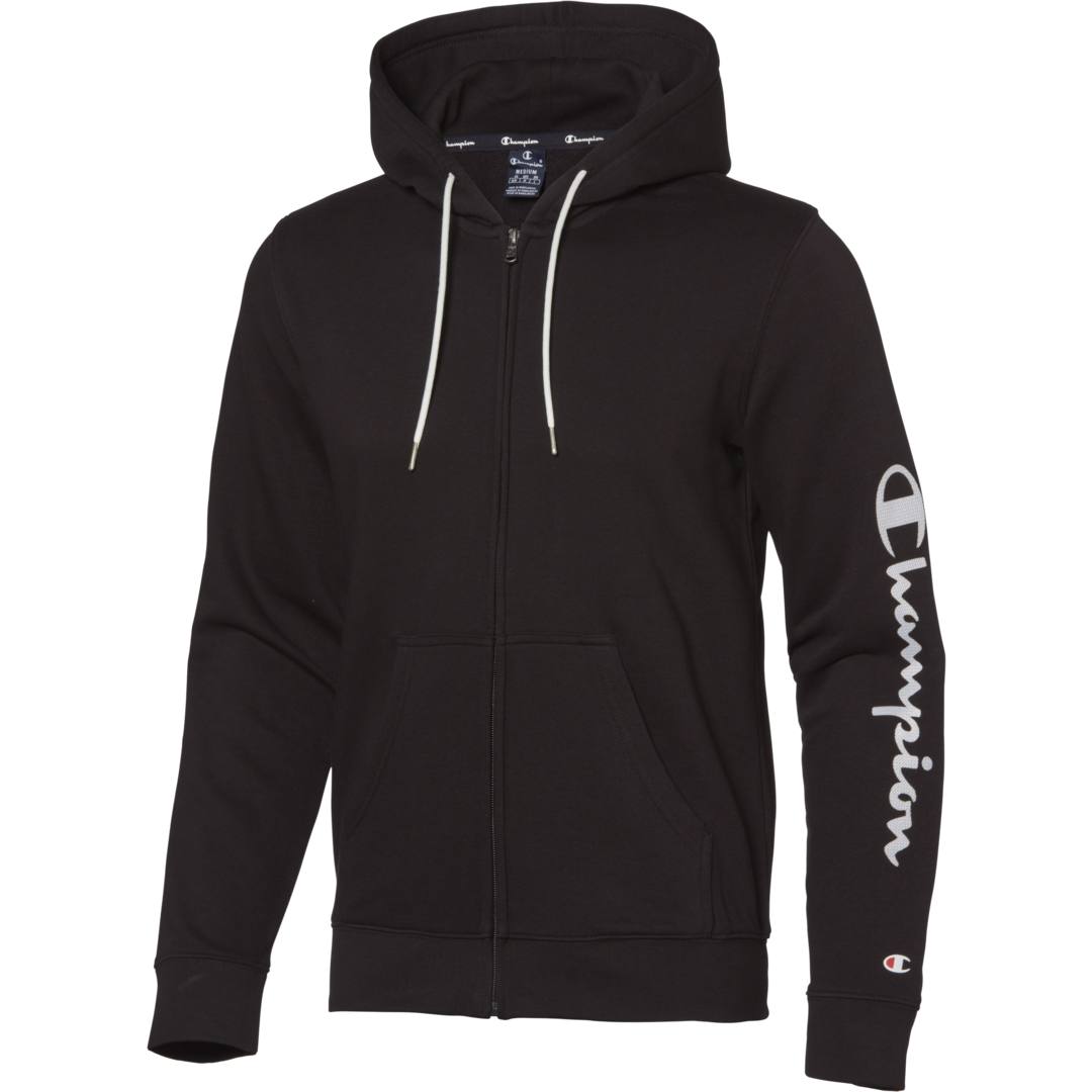 Champion M Hooded Full Zip Sweatshirt collegetröja Black Champion Hooded Logo jacka Black Beauty Köp online hos