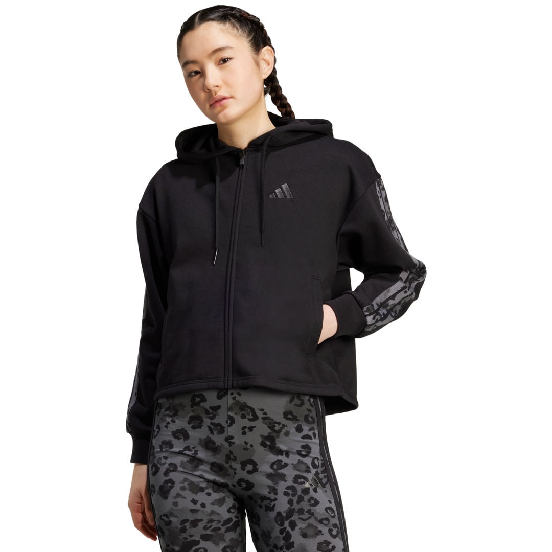 adidas Animal Print 3-Stripes French Terry W huvtröja