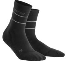 Reflective compression mid cut socks W Black Löparstrumpor