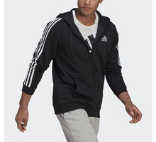 adidas Essentials Fleece 3-Stripes Full-Zip huvtröja  Svart