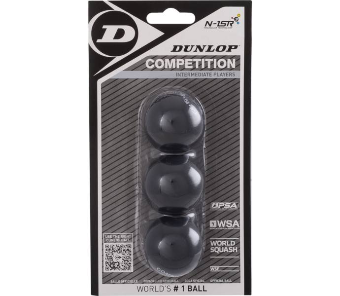 Dunlop Competition 3-Ball Blister Squashboll  Svart