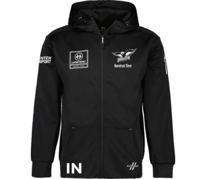 Unihoc Superior Zip Jr Hood Svart