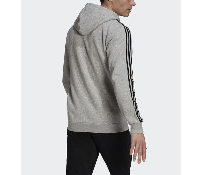 adidas Essentials Fleece 3-Stripes Full-Zip huvtröja  Grå