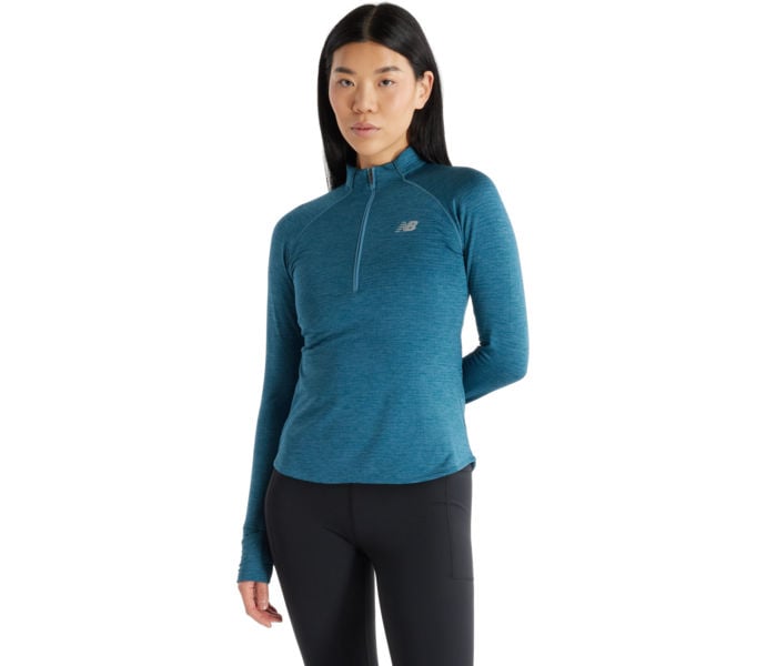New Balance ATHLETICS HEAT GRID HALF ZIP LÖPARTRÖJA Blå