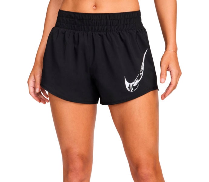 Nike ONE SWOOSH DRI-FIT MID-RISE BRIEF-LINED GRAPHIC LÖPARSHORTS Svart