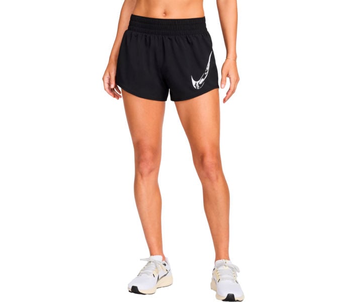 Nike ONE SWOOSH DRI-FIT MID-RISE BRIEF-LINED GRAPHIC LÖPARSHORTS Svart