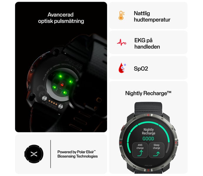 Polar GRIT X2 LÖPARKLOCKA Svart