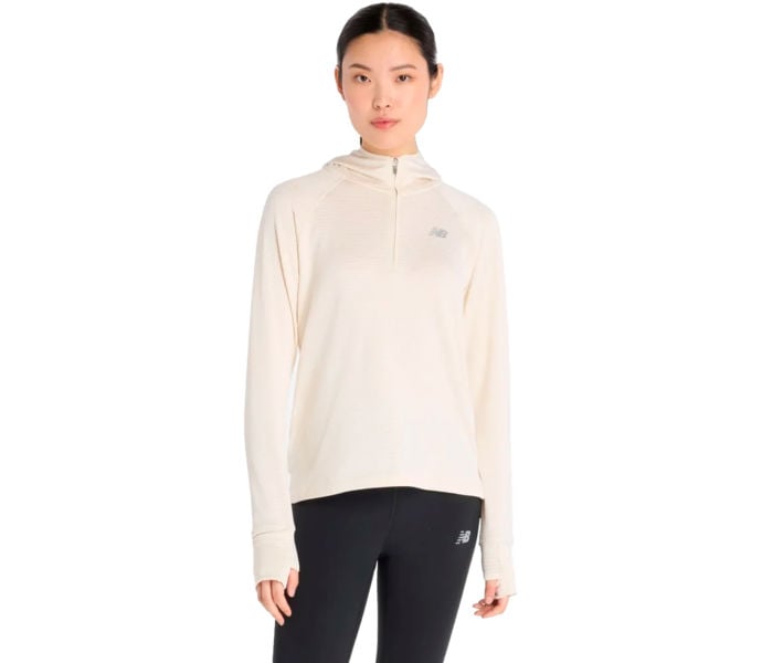 New Balance HEAT GRID 1/2 ZIP HOODIE LÖPARTRÖJA Beige